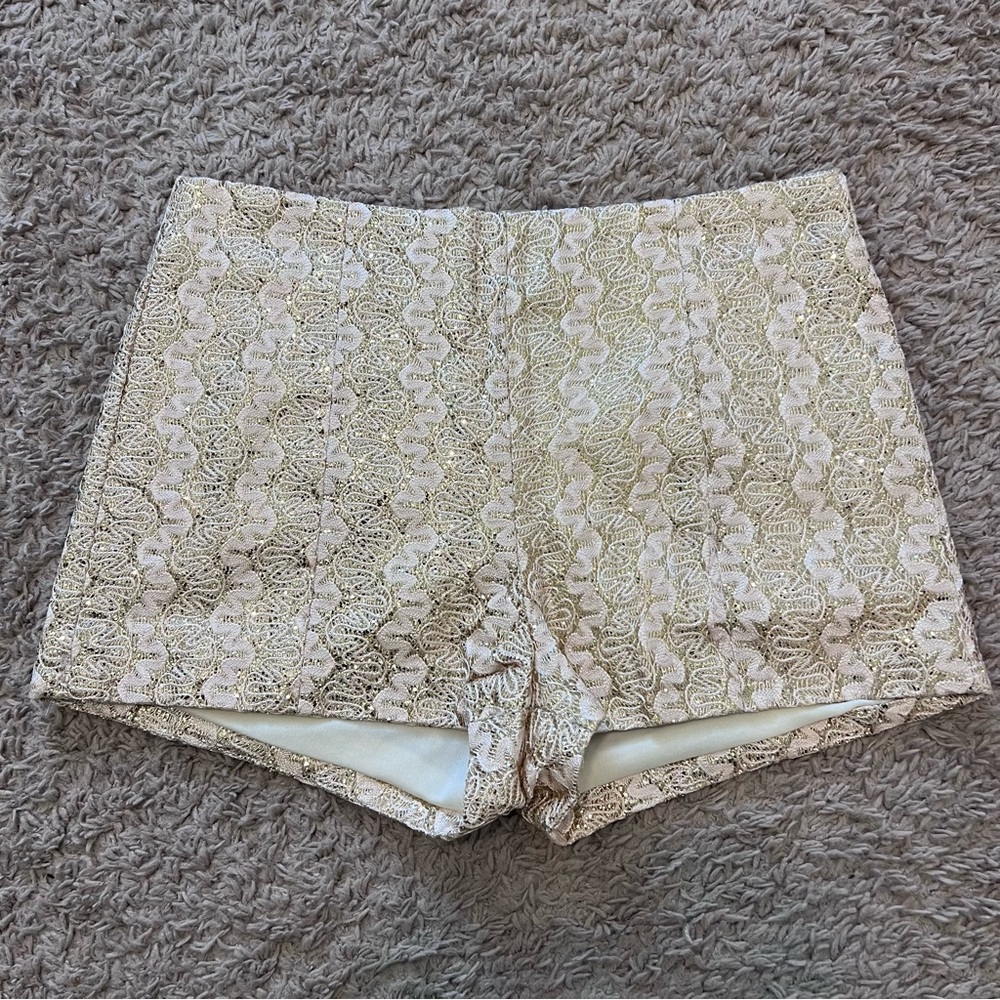 Agaci Gold Glitter Lace Shorts Size 2